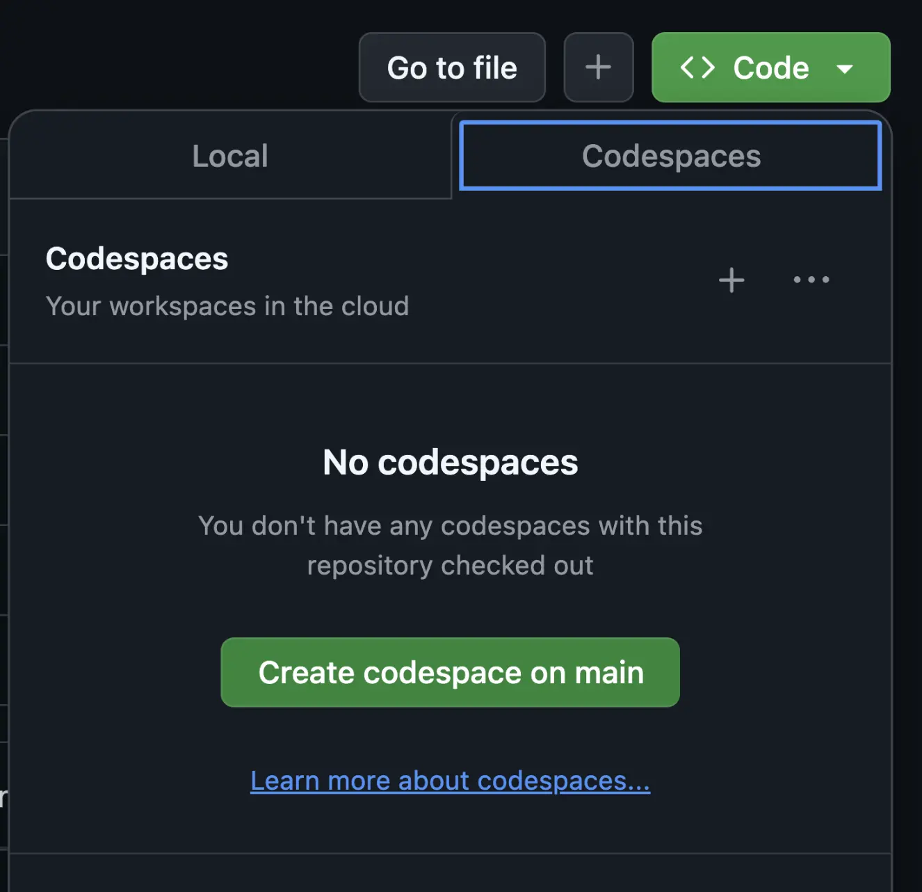 Open code space instructions