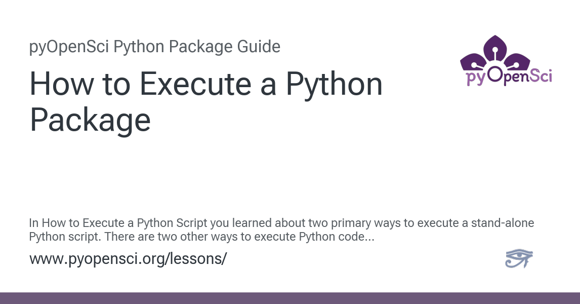 How to Execute a Python Package — pyOpenSci Lessons
