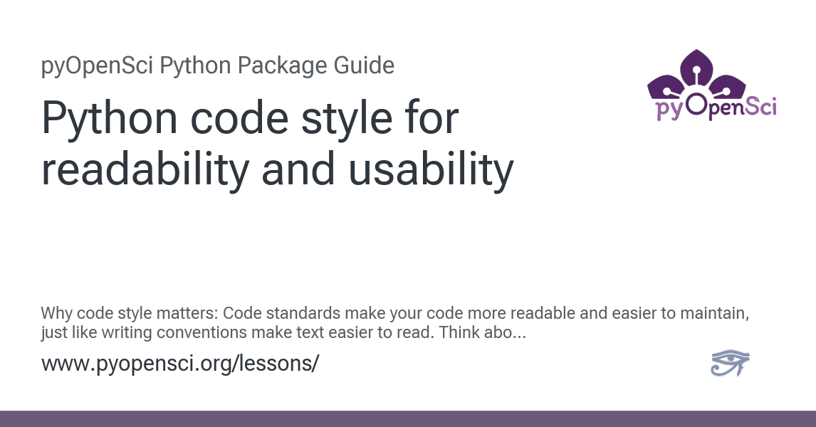 Python code style for readability and usability — pyOpenSci Lessons