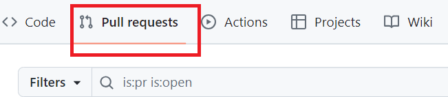 Pull requests tab in GitHub